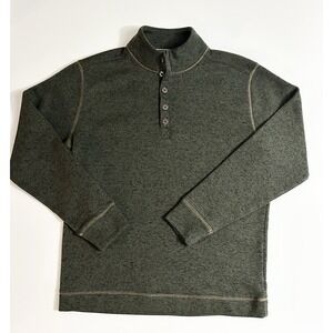 Weatherproof Vintage Men's Fleece Henley Pullover Gray 3‑Button Size Large